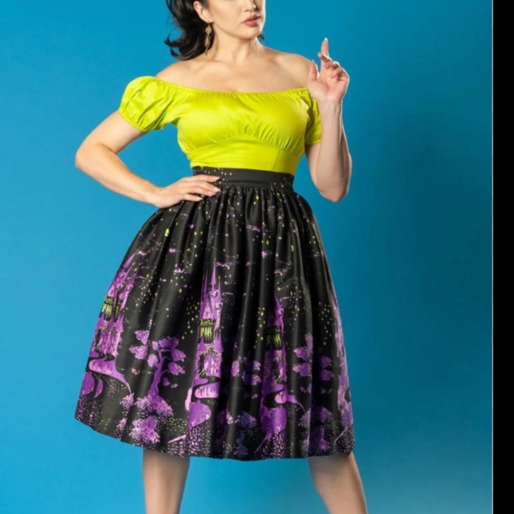 NWOT pinup couture black castle Disney villians skirt